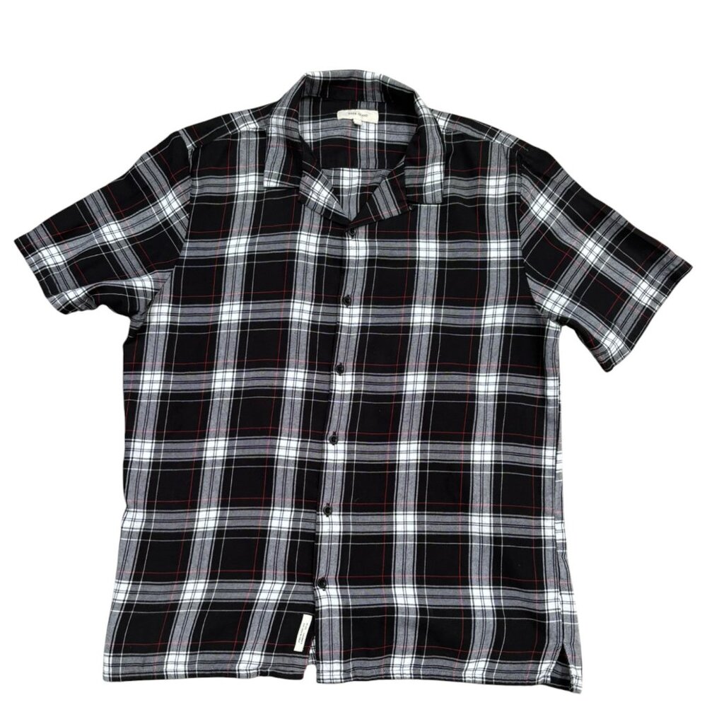 River island Black Checker Short Sleeve Men Shirt Size Large